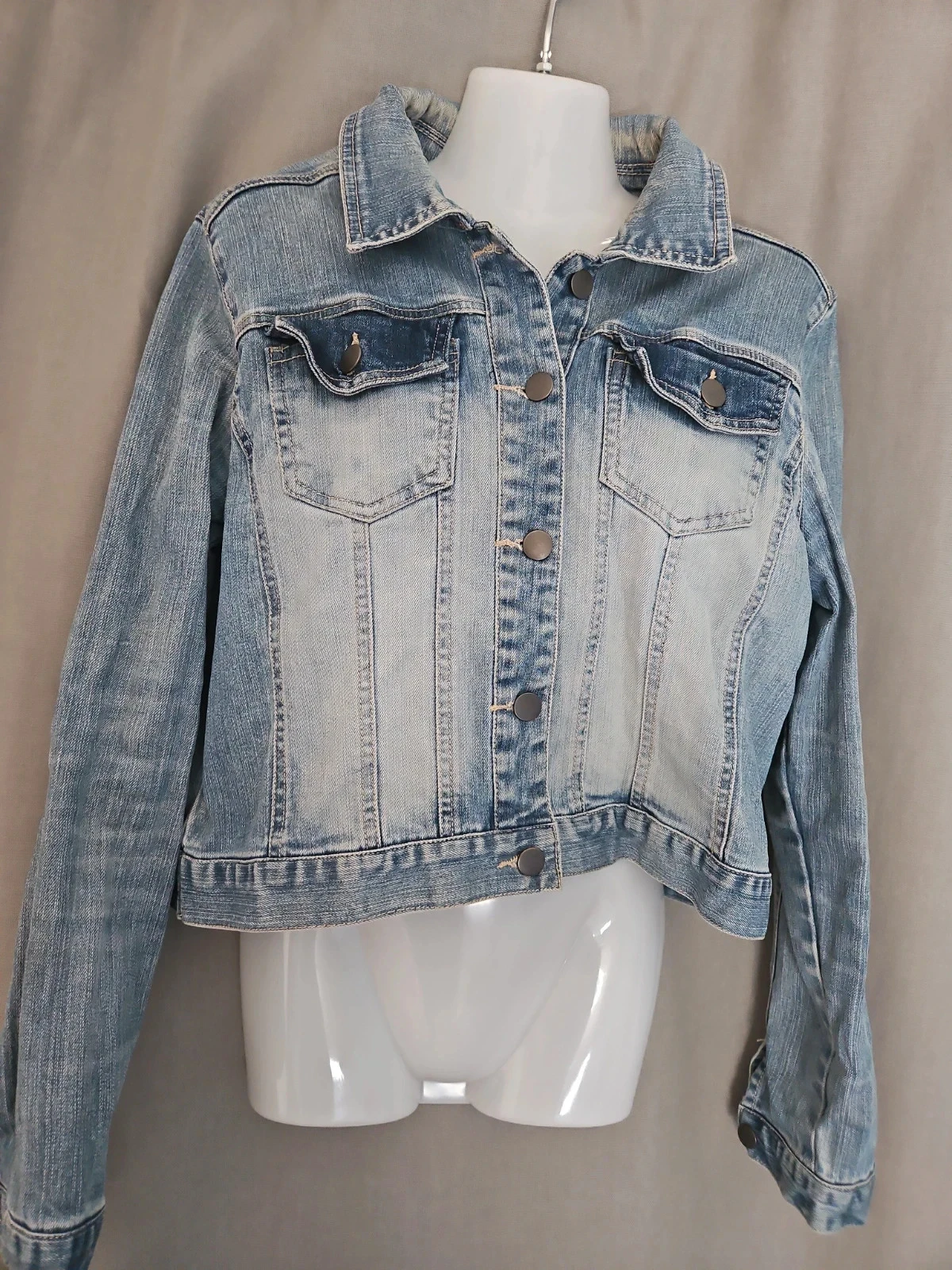 Veste courte en jean délavée femme taille 44